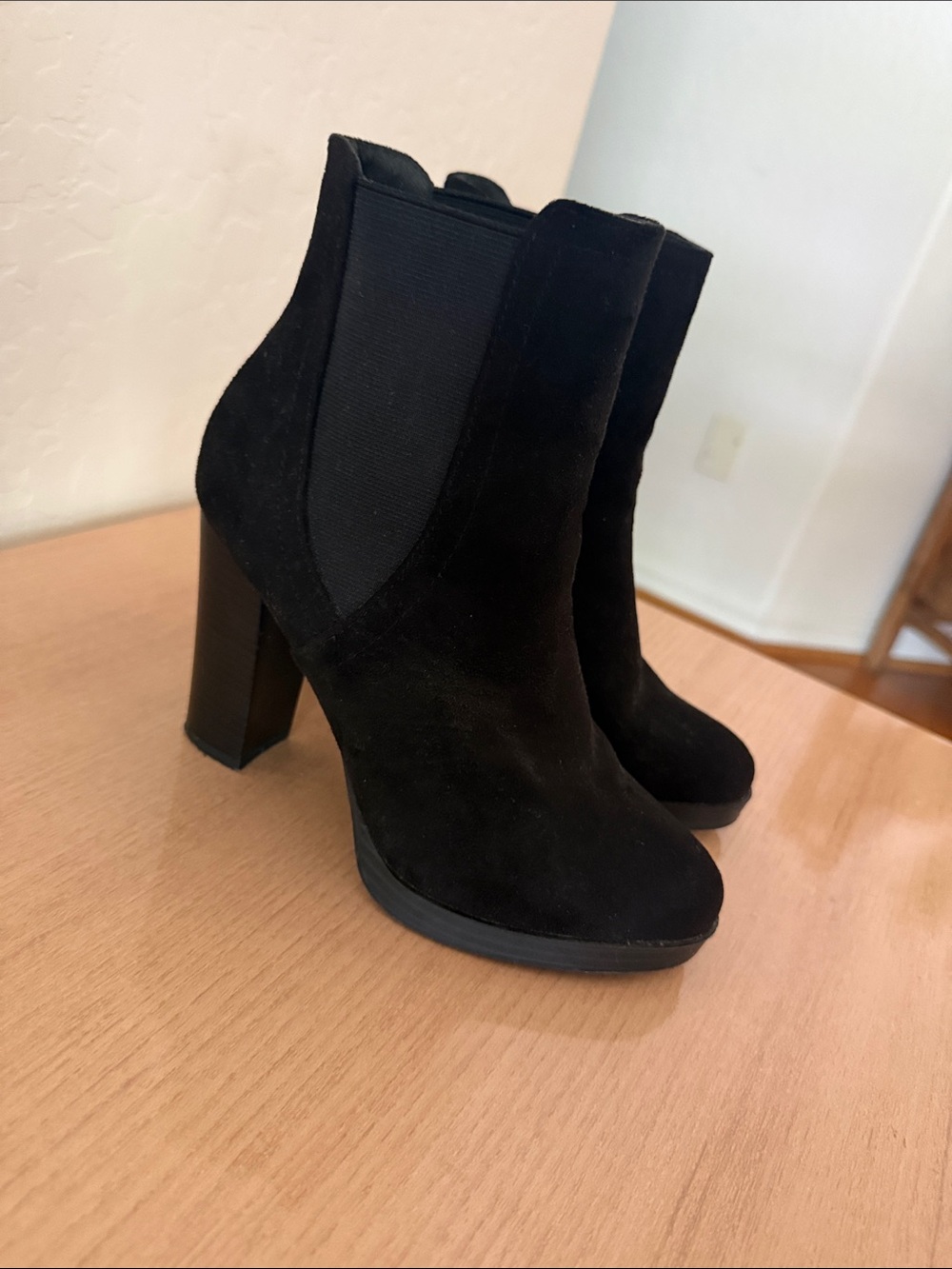 Suede Black Platform Chelsea Ankle Boots